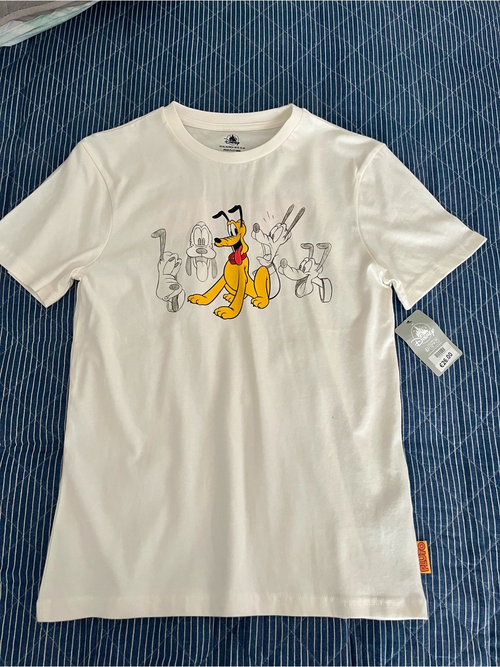 Disneyland Paris Pluto & Goofy White Graphic T-Shirt - NWT Adult  M